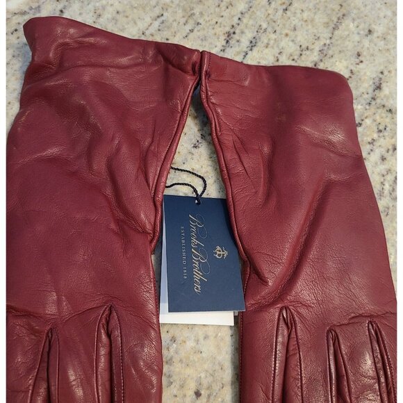 New! Brooks Brothers Womens Size M 7 Red Soft Leather 10" Gloves Cashmere Lined - Picture 4 of 16